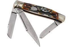 Rough Ryder Stockman Cinnamon Stag RR2160 Damascus Slipjoint Couteau De Poche